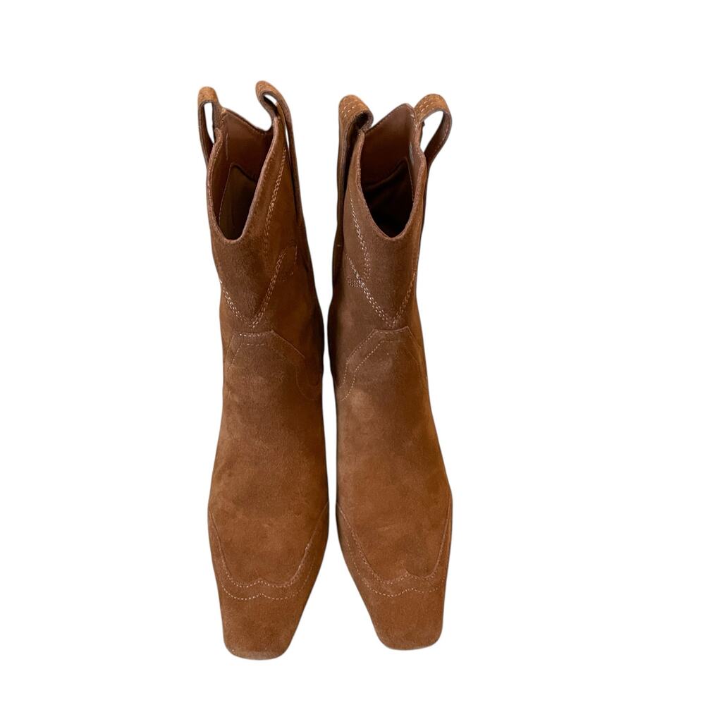 Black Suede Studio Suede Western Booties Women's US 8 Cela Snip Toe Brown NEW - Picture 7 of 16
